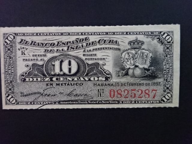 KUBA, 10 Centavos 1897, BNB. B302a, Pi. 52