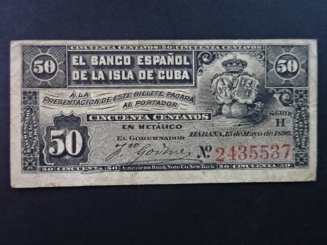 KUBA, 50 Centavos 1896, BNB. B304a, Pi. 46