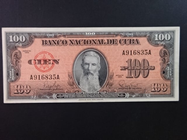 KUBA, 100 Pesos 1959, BNB. B816a, Pi. 93