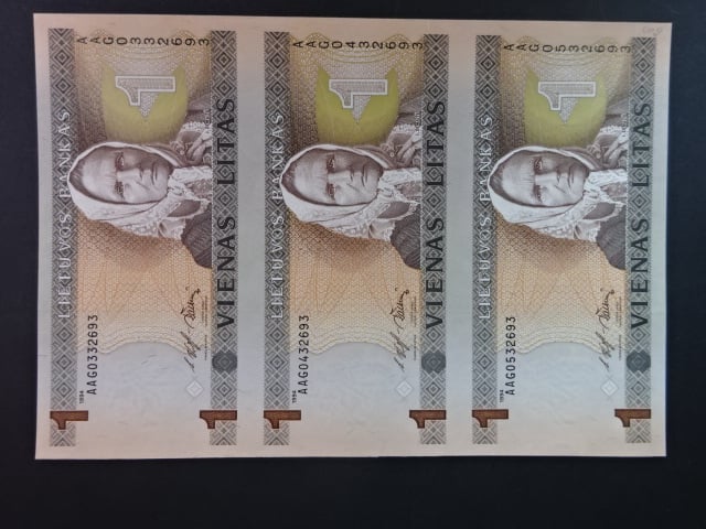 1 Litas 1994 ve svislé 3-pásce, BNB. B164a, Pi. 53