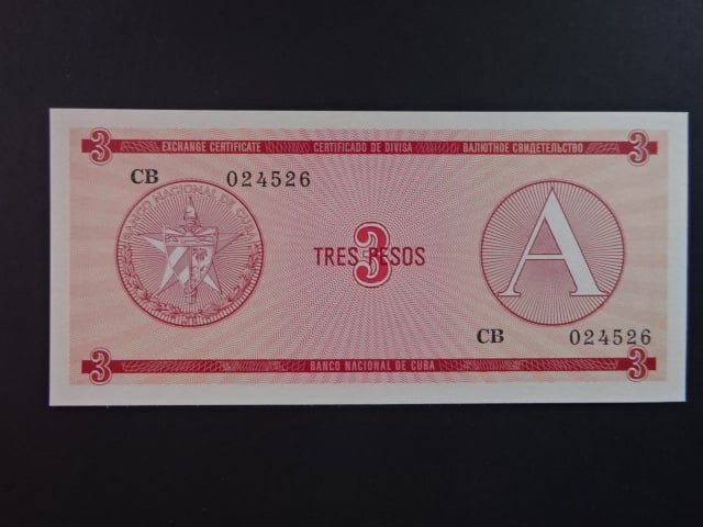 KUBA, 3 Pesos 1985, BNB. BFX802a, Pi. PFX2