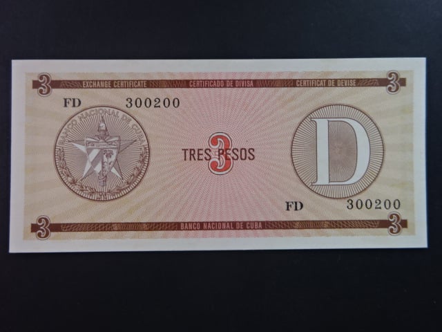 KUBA, 3 Pesos 1991, BNB. BFX832a, Pi. PFX33