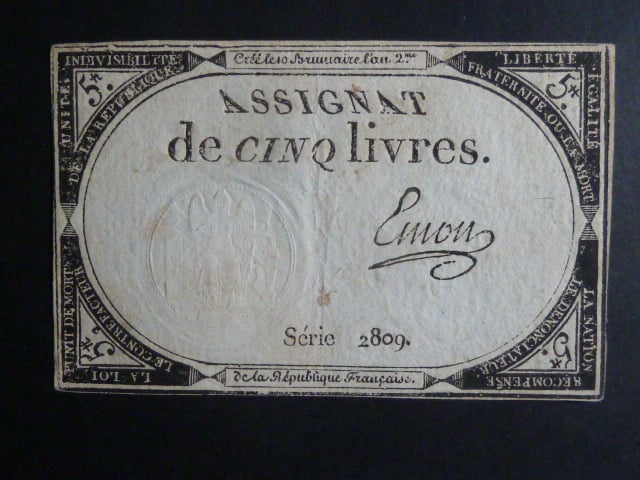5 Livres 1793 podpis Emon, BNB. B713, Pi. A76