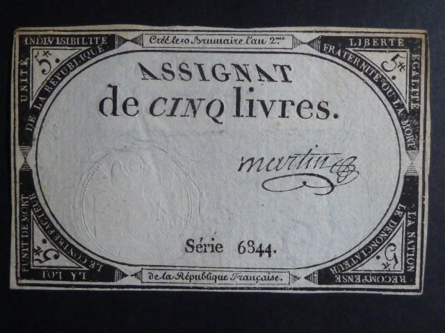 5 Livres 1793 podpis Martin, BNB. B713, Pi. A76