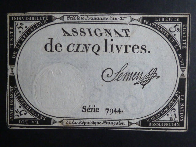 5 Livres 1793 podpis Semen, BNB. B713, Pi. A76