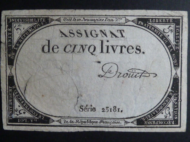 5 Livres 1793 podpis Droüet, BNB. B713, Pi. A76