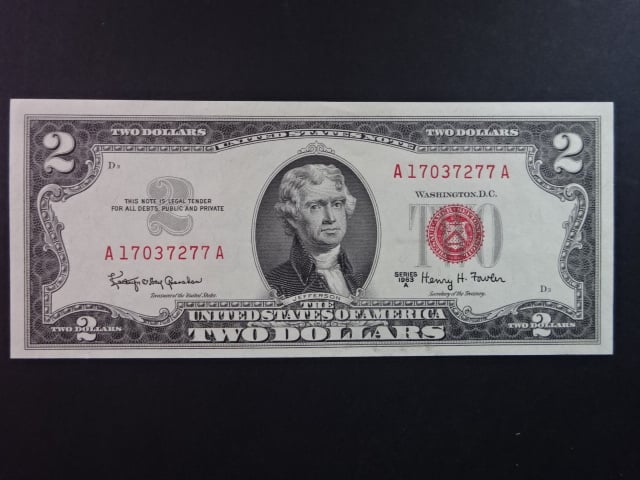 USA, 2 Dollars 1963 červená pečeť, Pi. 382b
