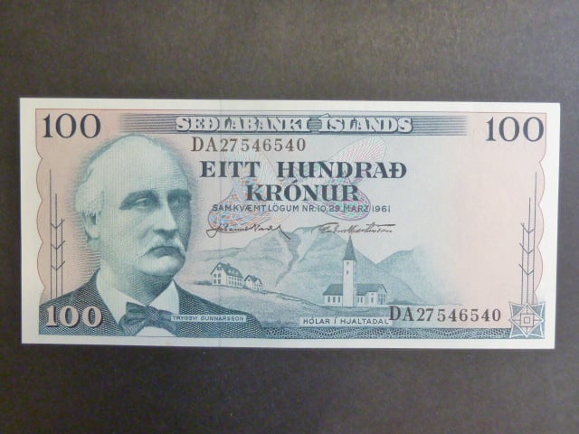 100 Krónur 1961 podpis"Nordal/Hjartarson", BNB B803k, Pi. 44