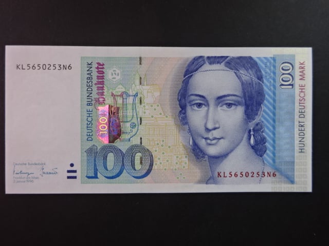 Bundesrepublik, 100 Deutsche Mark 2.1.1996 série KL/N, Ros. 310, Grab. BRD-54b