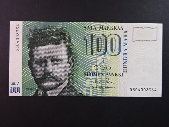 100 Markkaa / Mark 1986 Litt. A var. podpisů, BNB. B404a, Pi. 119