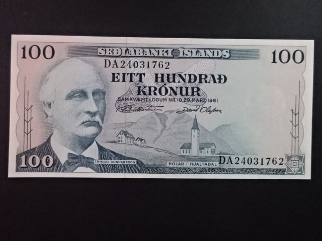 100 Krónur 1961 podpis"Hjartarsonl/Ólafsson", BNB B803j, Pi. 44