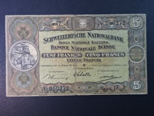 5 Franken 1936, podpis 23, BNB B305h, Pi. 11