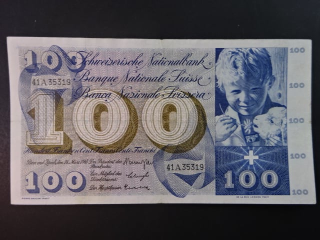 100 Franken 28.3.1963, podpis 39, BNB B334e, Pi. 49e