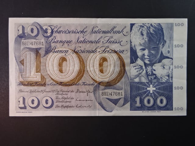 100 Franken 24.1.1972, podpis 42, BNB B334n, Pi. 49