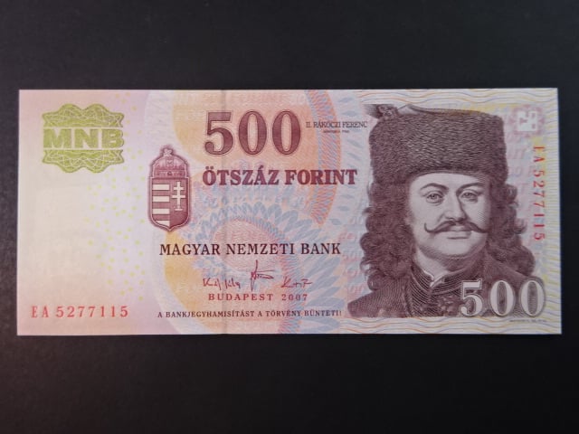 500 Forint 2007 žluté kroužky na rubu, BNB. B581a, Pi. 196