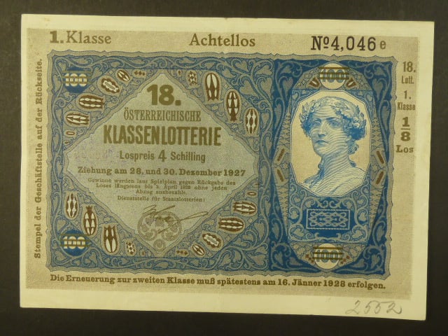 100 "DONAUSTAAT"  s přítiskem loterie 1927