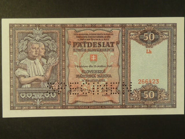 50 Ks 1940 série Lh, perf. SPECIMEN dole
