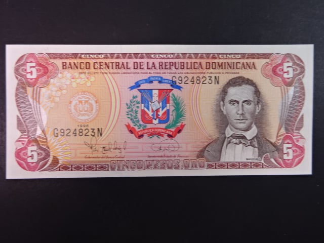 DOMINIKÁNA, 5 Pesos 1996, BNB. B652a, Pi. 152a