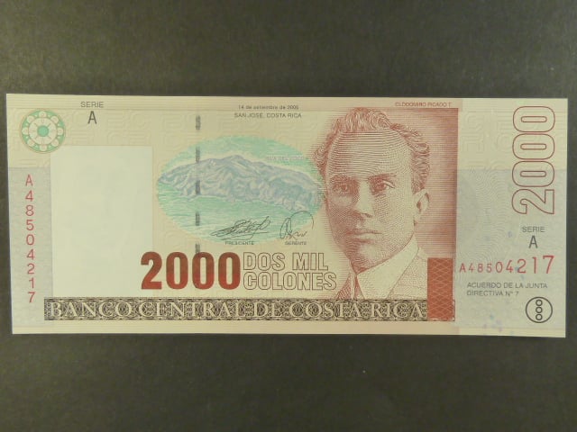 KOSTARIKA, 2000 Colones 1997 série A, BNB. B547c, Pi. 265e