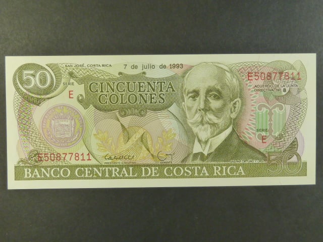 KOSTARIKA, 50 Colones 1993, BNB. B536g, Pi. 257a