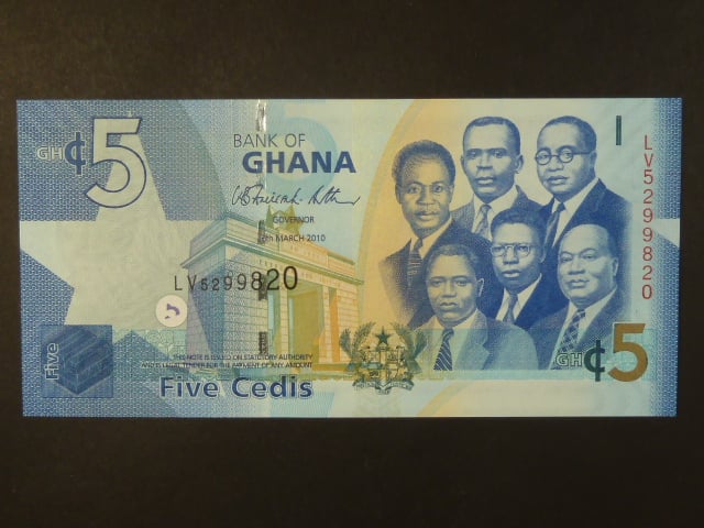 GHANA, 5 Cedis 2010, BNB. B146b Pi. 38
