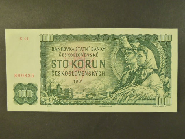 100 Kčs 1961 série G 44, II deska, číslovač 2d