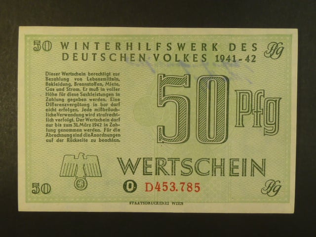Winterhilfswerk 1934-1944 (Zimní pomoc), 50 pf 1941/1942 série D, Ro. 735, Grab. WHW-33