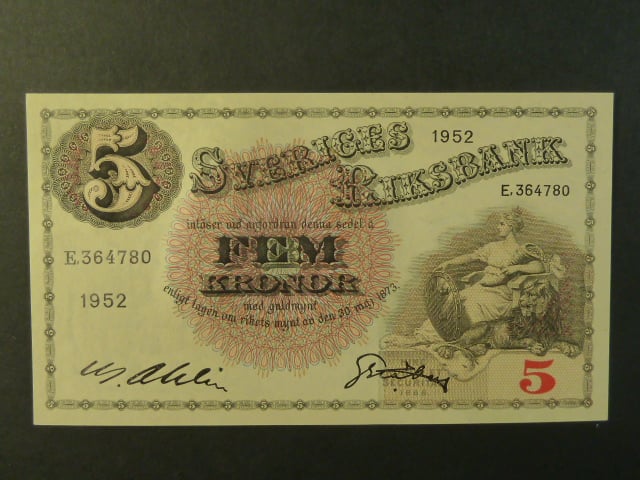 5 Kronor 1952 var. podpisu 6, Pi. 33ai