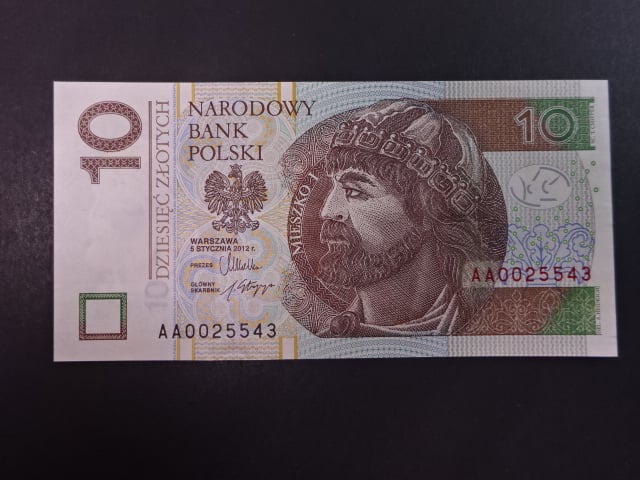 10 Zlotych 2012 série AA, BNB. B859a