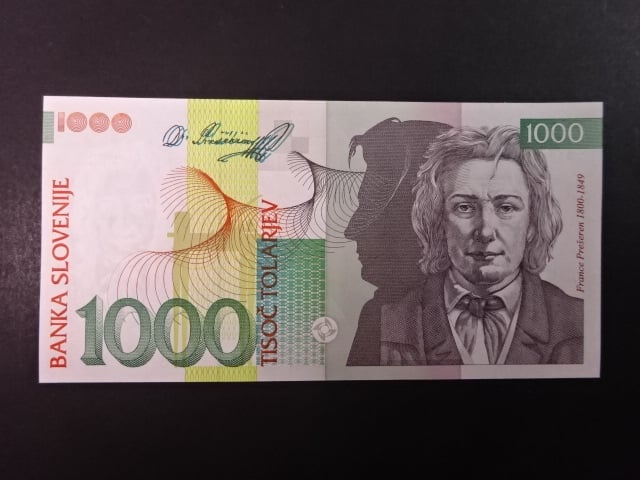 1000 Tolarjev 1992 série AA, BNB. B307a, Pi. 17