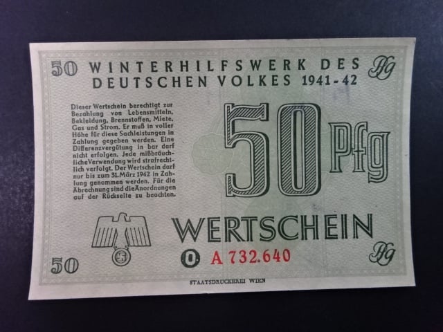 Winterhilfswerk 1934-1944 (Zimní pomoc), 50 pf 1941/1942 série A, Ro. 735, Grab. WHW-33