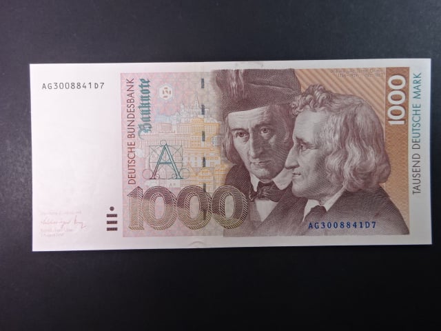 Bundesrepublik, 1000 Deutsche Mark 1.8.1991 série AG, Ros. 302, Pi. 44a, Grab. BRD-46