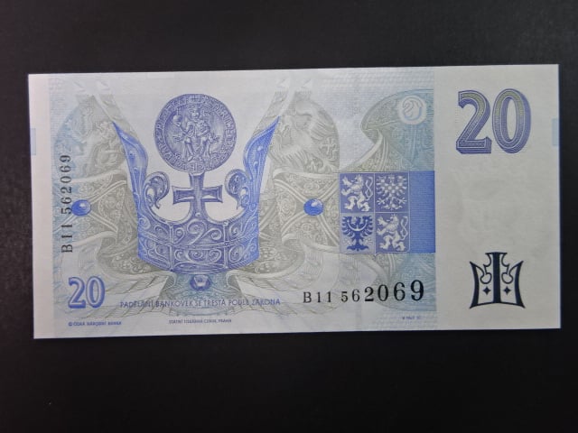 20 Kč 1994 série B 11 proužek vlevo