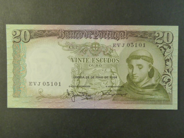 20 Escudos 1964, Pi. 167b, varianta podpisu 2