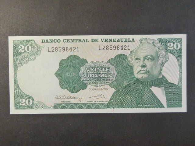 VENEZUELA, 20 Bolivares 1992, BNB. B330c, Pi. 63d