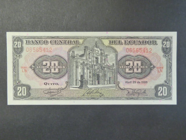 EKVÁDOR, 20 Sucres 1986, Pi. 121A