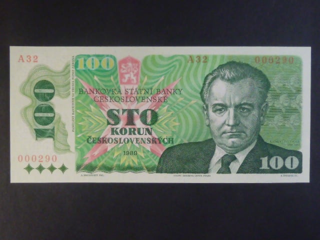 100 Kčs 1989 série A 32, vzácně se vyskytující vysoká série