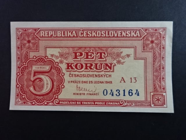 5 Kčs 25.1.1949 série A 13