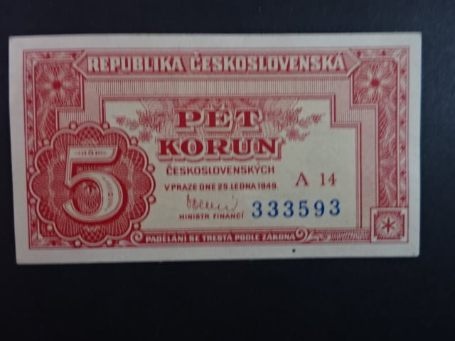 5 Kčs 25.1.1949 série A 14