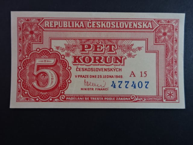 5 Kčs 25.1.1949 série A 15