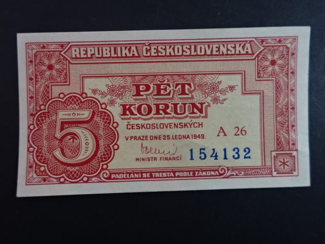 5 Kčs 25.1.1949 série A 26