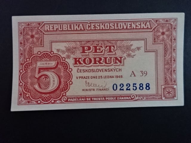 5 Kčs 1949 série A 39