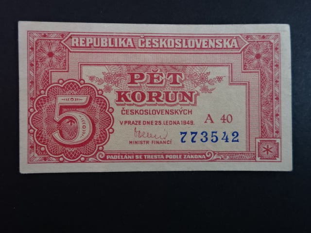5 Kčs 25.1.1949 série A 40