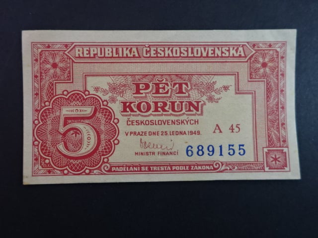 5 Kčs 25.1.1949 série A 45