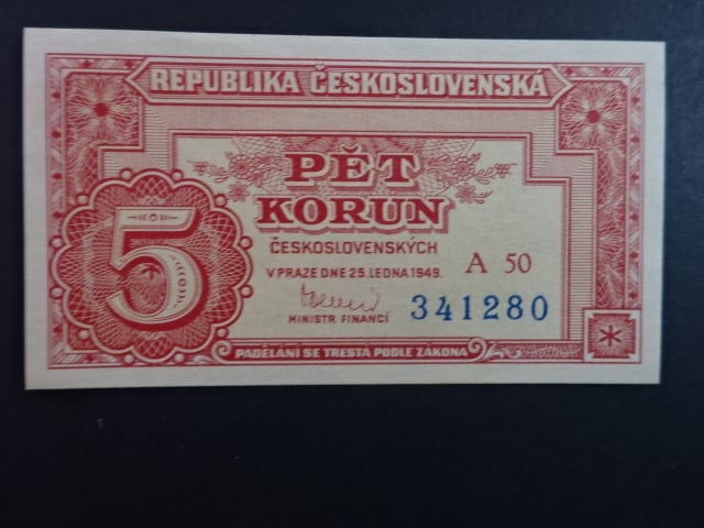 5 Kčs 25.1.1949 série A 50