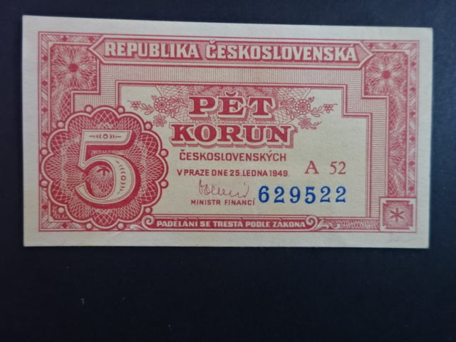 5 Kčs 25.1.1949 série A 52