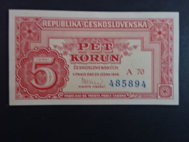 5 Kčs 25.1.1949 série A 70