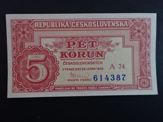 5 Kčs 1949 série A 74