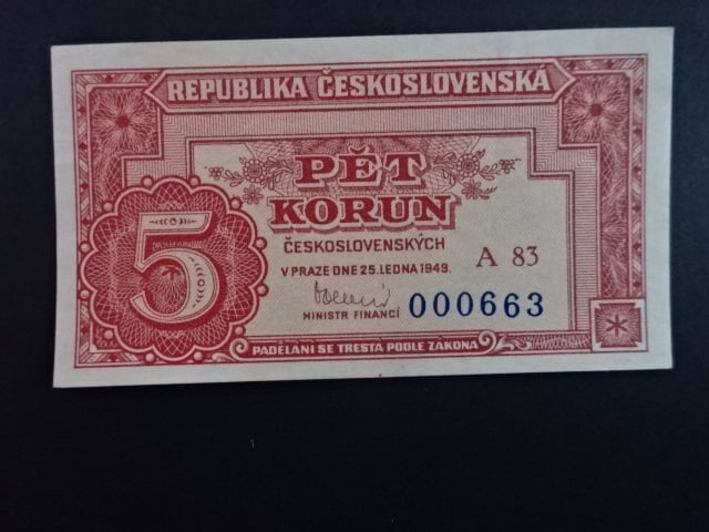 5 Kčs 25.1.1949 série A 83