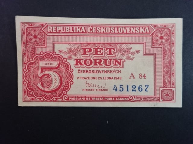 5 Kčs 25.1.1949 série A 84